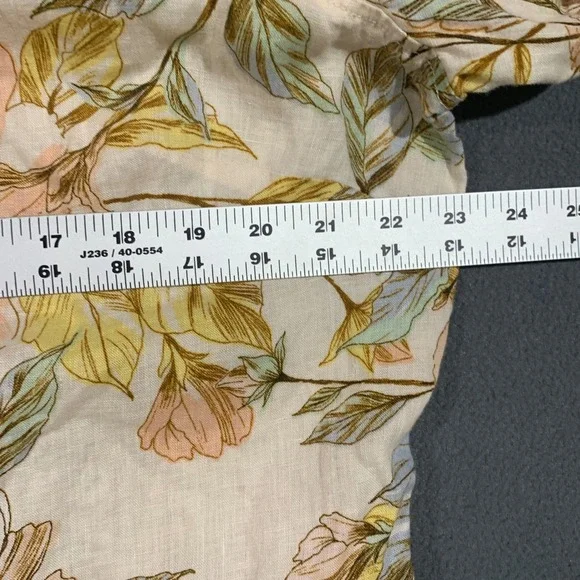 Nicole Miller New York 100% Linen Floral Button Up Tunic Blouse Cream Pink 1X - Picture 3 of 6